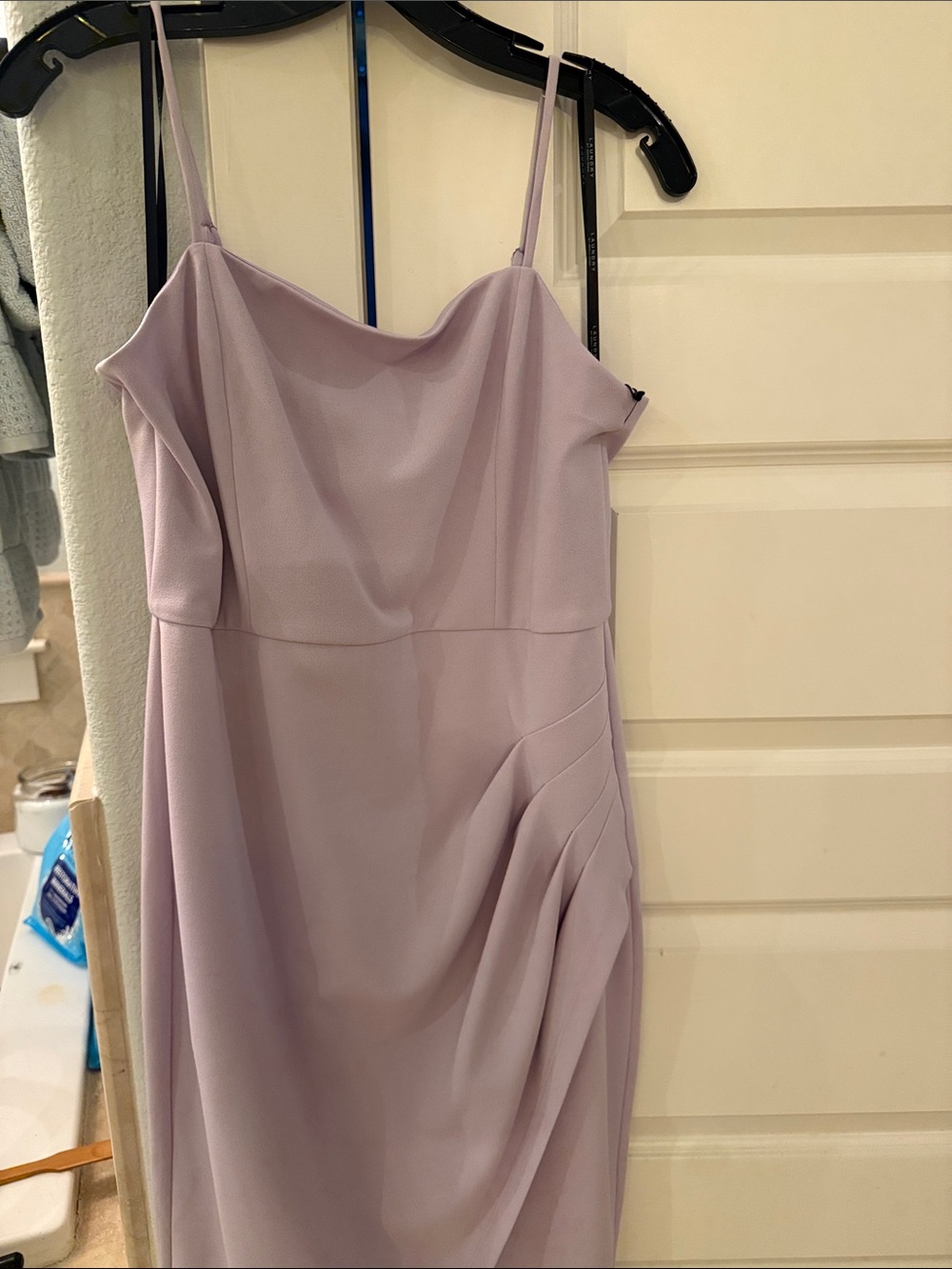 Light Lavender Square Neck Spaghetti Strap Dress